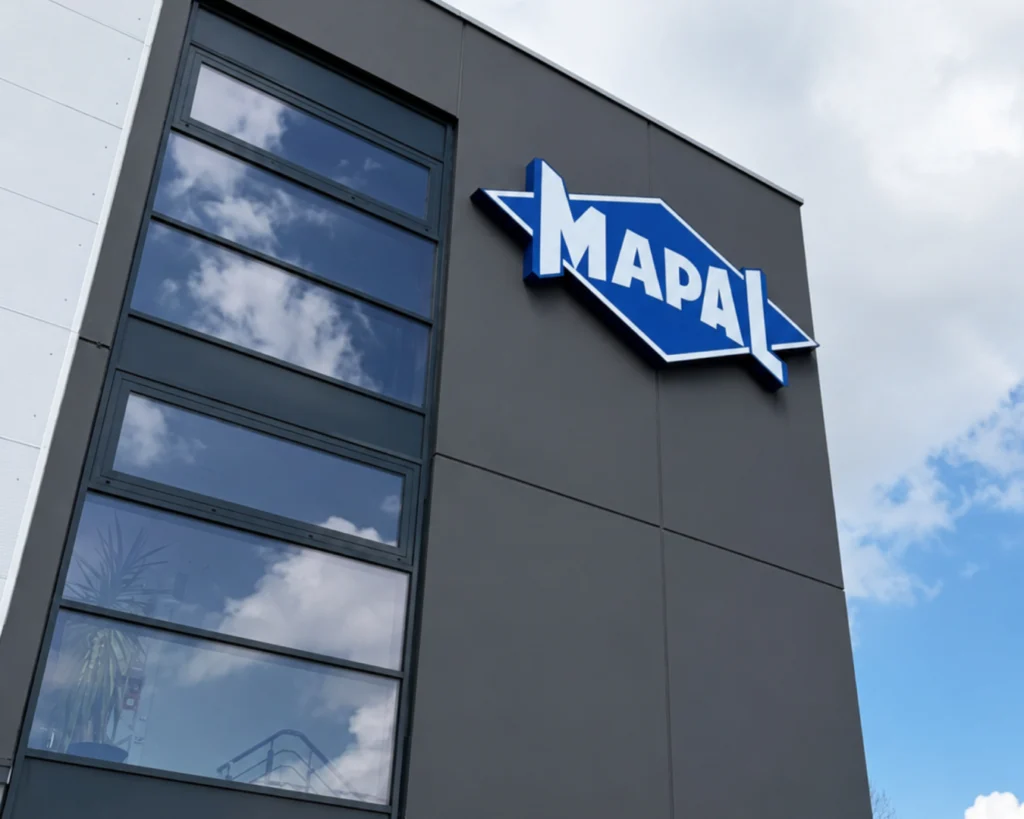 Wielkoformatowe oznakowanie MAPAL na ścianie budynku