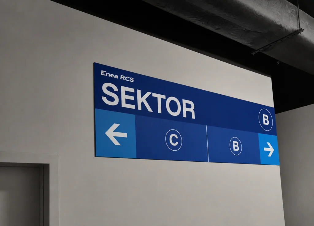 Tabliczka z oznaczeniem sektora w Radomskim Centrum Sportu