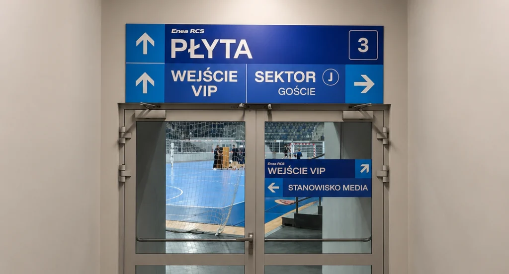 System wayfinding w Radomskim Centrum Sportu